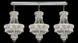 Set of 3 French Empire Crystal Chandeliers - Silver Finish - H19" X W14" 3 Lights Each - Dining Room, Foyer, Entry Way, Living Room