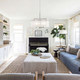 5-Light 18.7" Dimmable Modern Round Drum Chandelier With Water Ripple Glass Shape