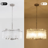 5-Light 18.7" Dimmable Modern Round Drum Chandelier With Water Ripple Glass Shape