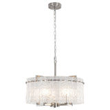 5-Light 18.7" Dimmable Modern Round Drum Chandelier With Water Ripple Glass Shape