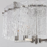 5-Light 18.7" Dimmable Modern Round Drum Chandelier With Water Ripple Glass Shape