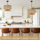 5-Light Bohemian Natural Rattan Tiered Drum Chandelier with Adjustable Height and Dimmable