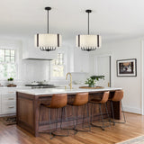 6-Light 20 Inch Farmhouse Dimmable Drum Chandelier Light Fixture With Fabric Shade For Dining Room Kitchen Living Room