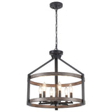 6-Light 23.1" Dimmable Farmhouse Round Cage Chandelier