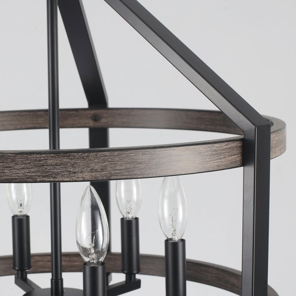 6-Light 23.1" Dimmable Farmhouse Round Cage Chandelier