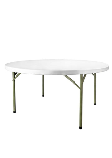 72" (6 Foot) White Plastic Round Table Steel-Core