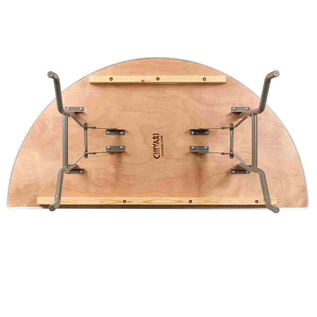60" (5 Foot) Half Round Heavy Duty Natural Plywood Folding Banquet Table