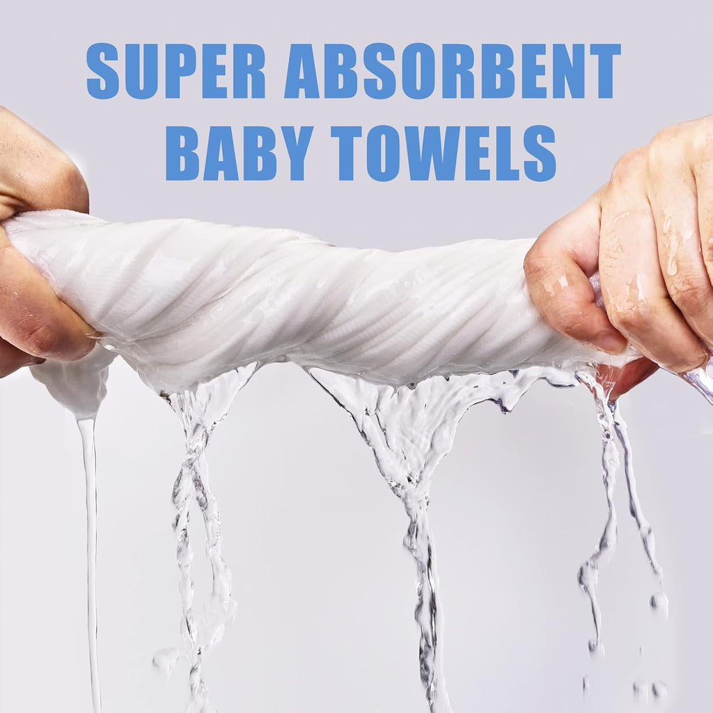 Muslin Baby Bath Towels Set 3 Pack,Large 40"x40",6Layer Natural Cotton,Blue
