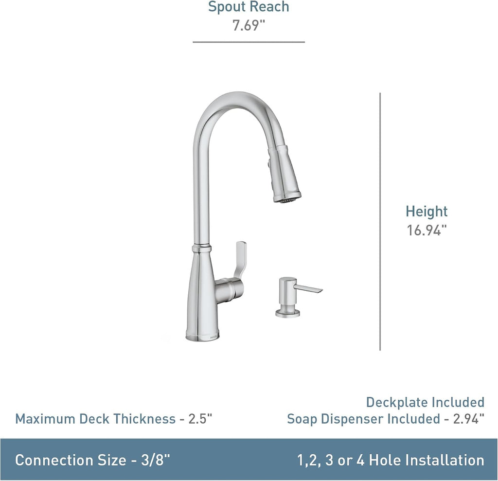 Nolia Matte Black Kitchen Faucet with Soap Dispenser, Pull Down Sprayer with Power Boost, Transitional High Arc