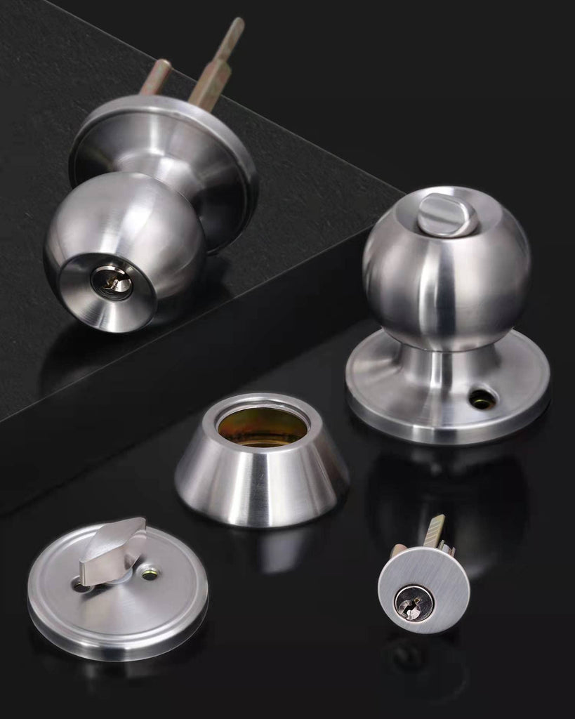 4 Sets) All Keyed Same Entry Door Knob and Single Cylinder Deadbolt Combo Set, Satin Nickel Exterior Door Knobs with