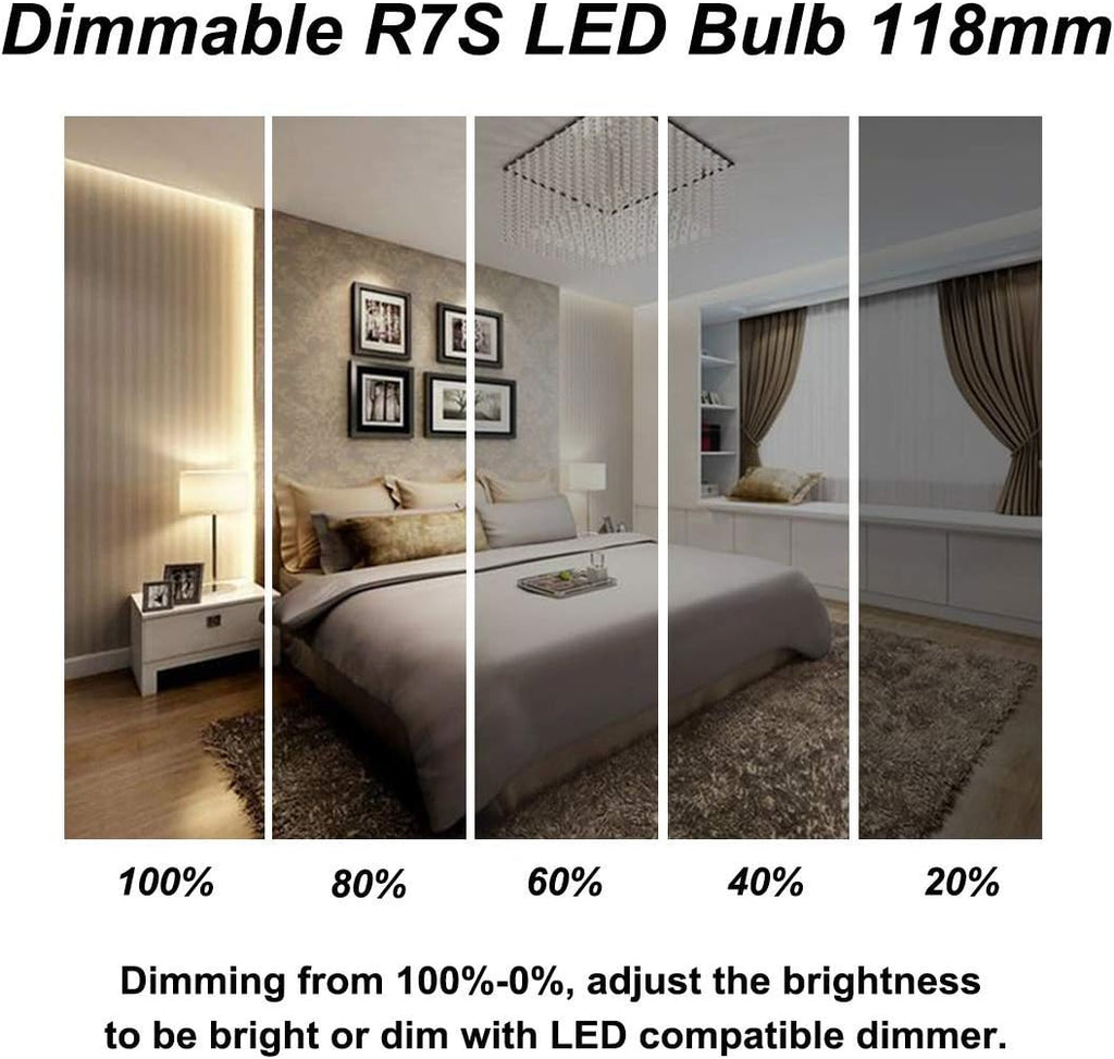 10W 118mm R7S LED Light Bulbs,100W Halogen Equivalent,110V Dimmable,3000K Warm White,Double Ended J Type Halogen