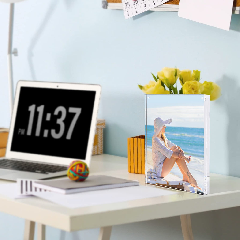 8x10 Acrylic Frame 1 Pack, 24MM Thicker Frameless Clear Picture Frames