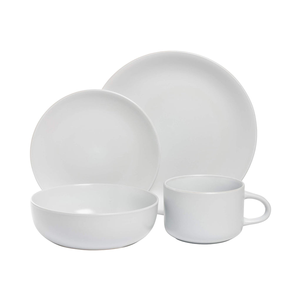 Wazee Matte Coupe Dinnerware Pack of 16, White