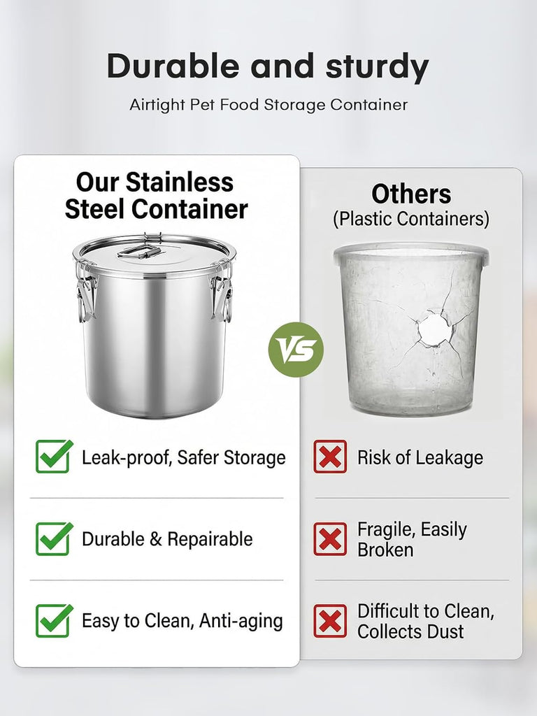 Stainless Steel Dog Food Storage Container, 25/30LB Airtight Moisture Proof