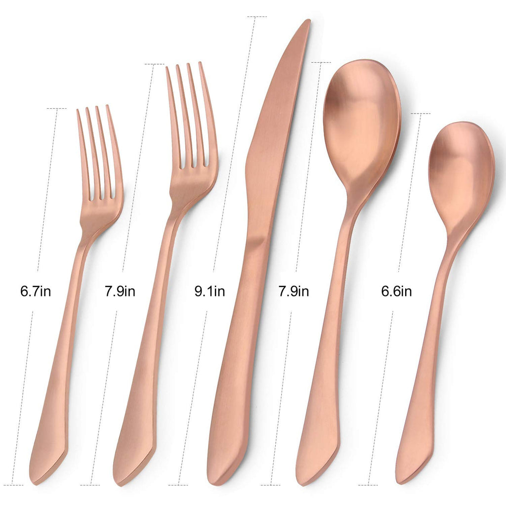 Matte Rose Gold Silverware Set, 20-Piece Stainless Steel Flatware Set, Kitchen Utensil Set Service for 4, Satin
