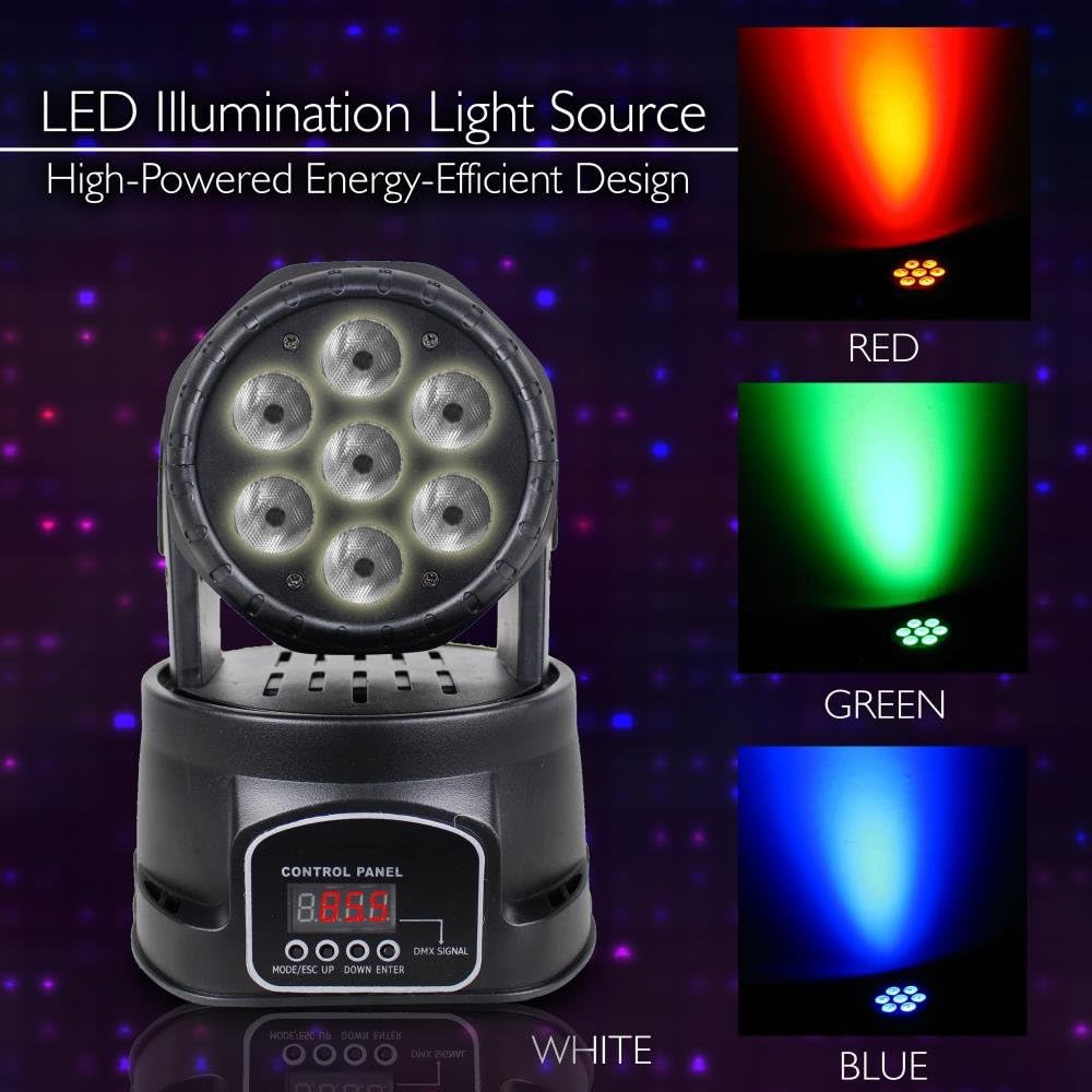 Party Rotating Moving Stage Light - for Professional DJ Dance Show Performance with RGB Color LED Bulbs, Flashing