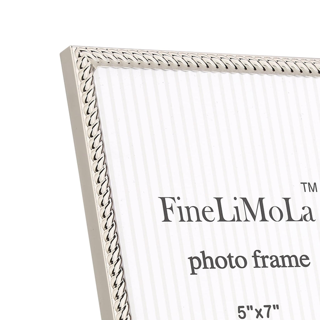 4x6'' Silver Hinged Double Picture Frames, Rope Design Metal Photo Frame with Black Velvet Backing and Real Glass