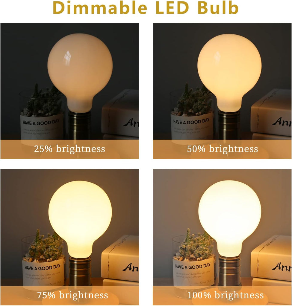 G30 LED Globe Light Bulbs, E26 Base, Warm White 2700K, 2 Pack