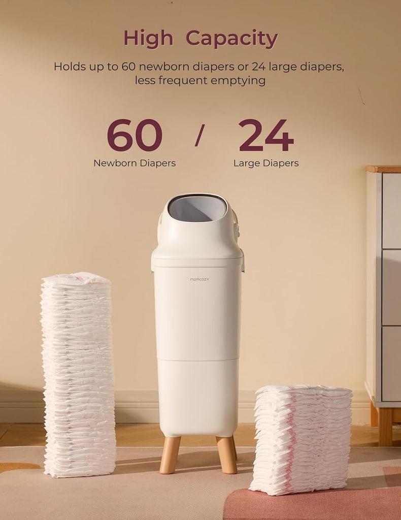 Triple-Seal Diaper Pail with Odor Locking, Ergonomic Height Design