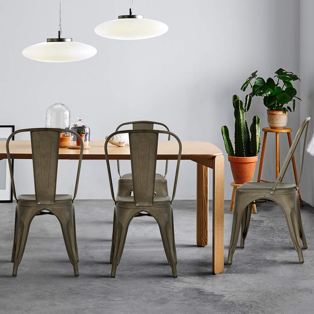 Metal Dining Chairs Set of 4, Stackable, 18 Inch Seat Height