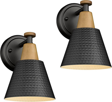 Wall Sconces Set of 2, 1-Light Matte Black Bathroom Light Fixtures, Modern Single Vanity Light Wall Lamp with