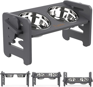 Elevated Dog Bowls, Raised Dog Bowl Stand Adjustable Small, Gray