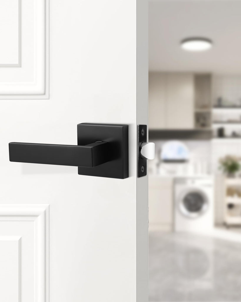 1 Pack Passage Door Handle in Matte Black,Interior Closet Door Knobs ,Non-Locking Keyless Modern Door Lever