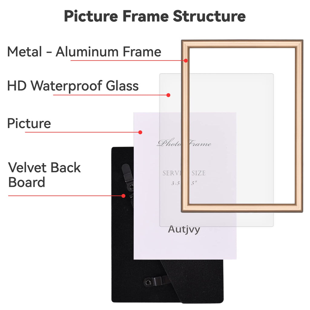 4x6 Picture Frame 2-Pack Brass Thin Metal HD Glass Wall/Table