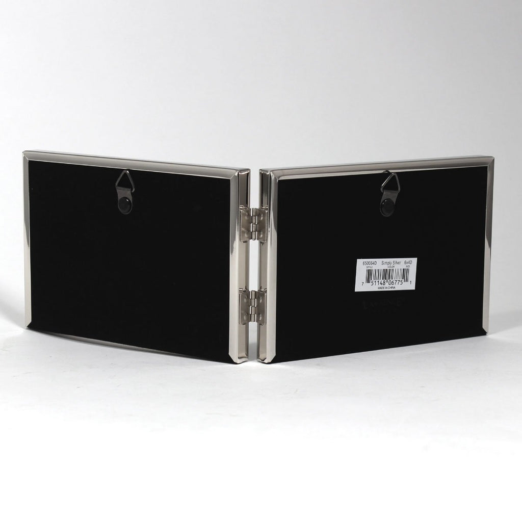 Hinged Double Simply Metal Picture Frame, 6 by 4-Inch, Silver