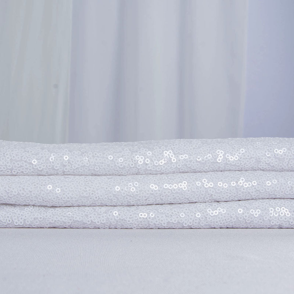 White Fabric, Sequin Fabric 2 Yards Mesh Material by The Yard, Shimmer Materials for Dress Table Linen, Backdrop