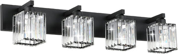 Black Light Fixtures Bathroom Vanity Light Crystal Modern Vanity Light 4 Light (Exclude Bulb)