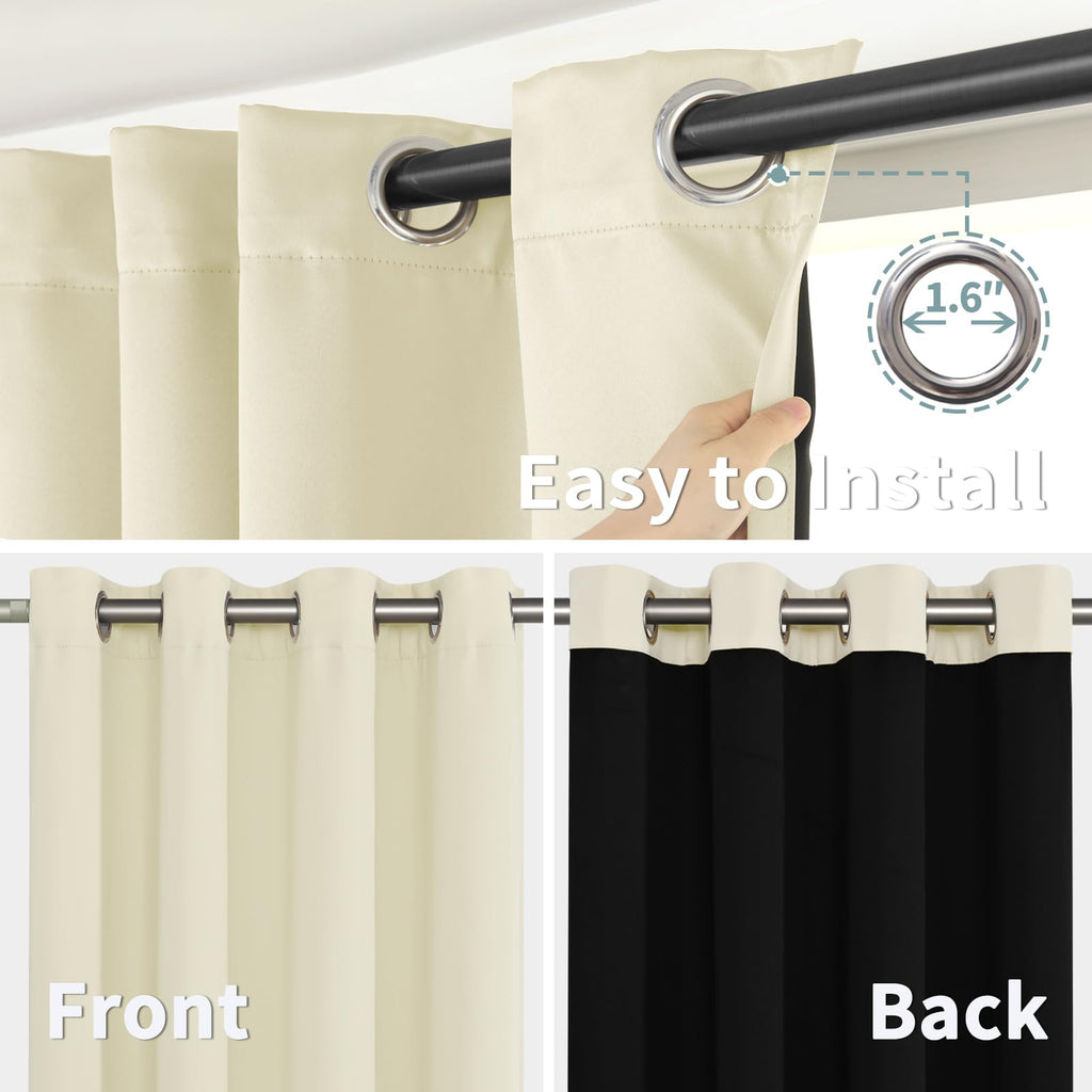 Thermal Insulated 100% Blackout Curtains 84 Inch Length 2 Panels, Total Light Blocking Curtains, Grommet Window
