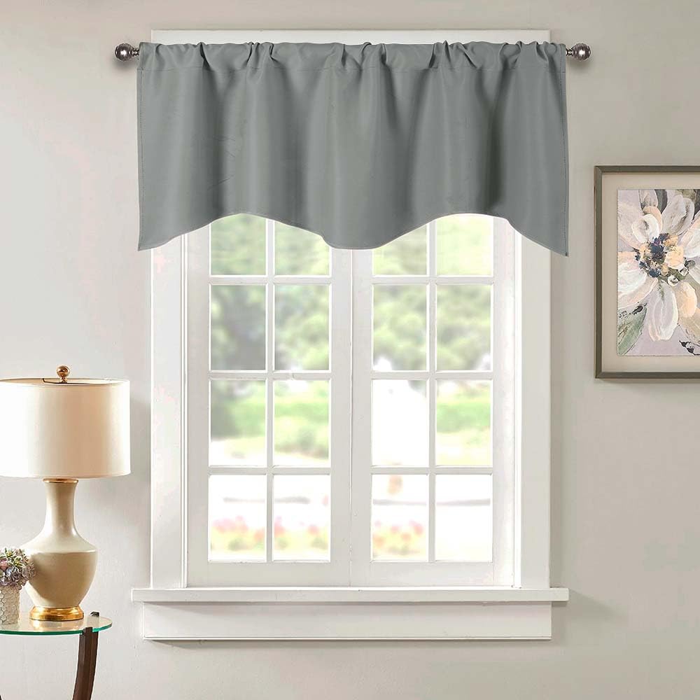 2 Pieces Valances for Window Blackout Valance Curtains Primitive Scalloped Kitchen Valances Rod Pocket Window Valance