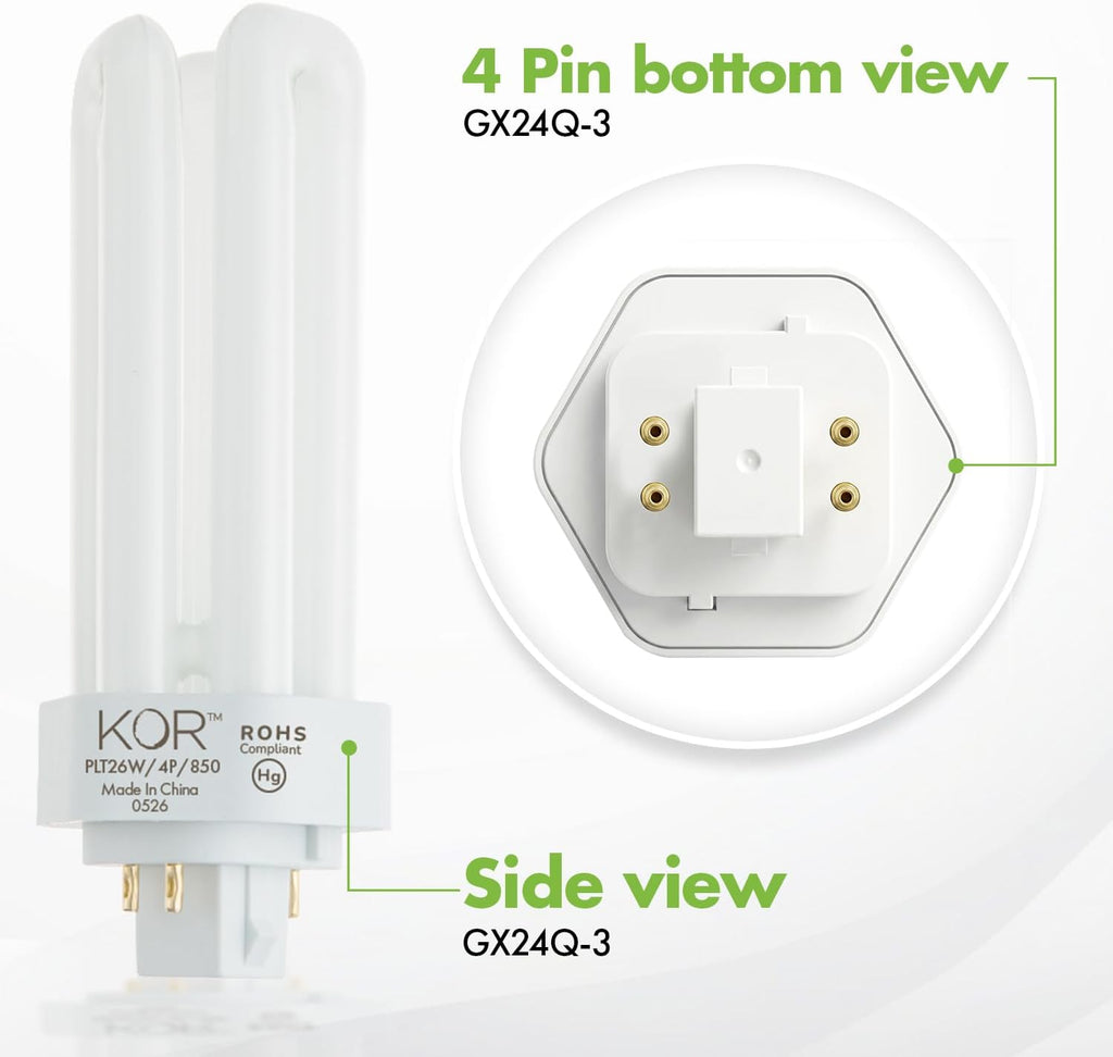 26W Triple Tube Compact Fluorescent Light Bulb, 4 Pack