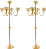 Gold Floor Candelabra, 40'' Tall Floor Candle Holders, 2 Pcs Metal 5 Arm Candelabra Centerpiece Decorations for 5