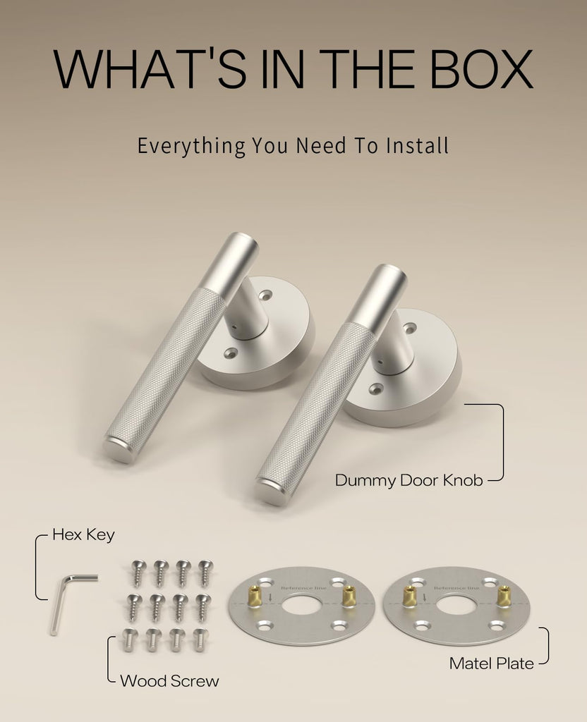 8 Pack Brushed Satin Nickel Dummy Interior Door Handles