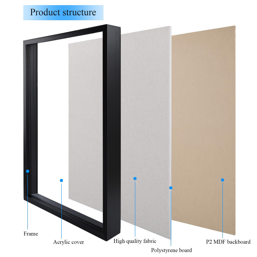 Shadow Box Frame 20x30 Jersey Display Case, Pine Wood Acrylic Black