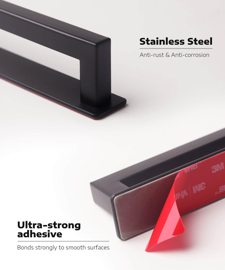 Adhesive Cabinet Handles, Matte Black, 4-3/4", 2-Pack