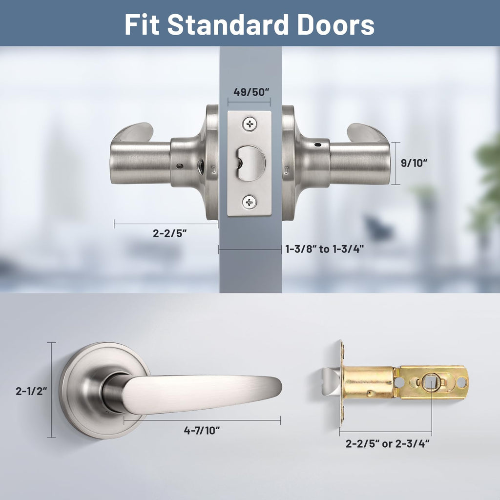 10 Pack Satin Nickel Door Handles, Passage Door Levers Heavy Duty, Door Locks for Closet/Hallway, Heavy Duty Door