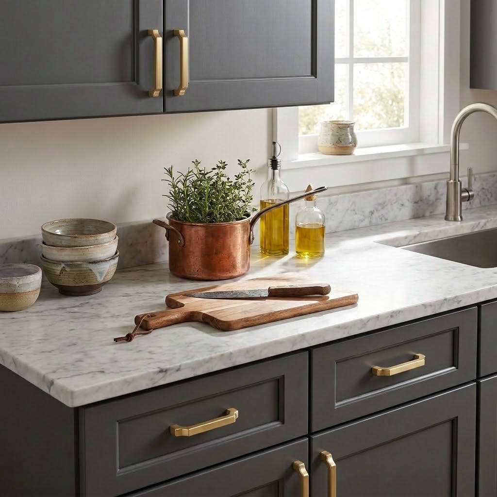 2-Pack 7.5-Inch(192mm) Gold Cabinet Pulls,Polished Smooth Surface Brass Handles Hardware, Kitchen Cabinets and Drawers