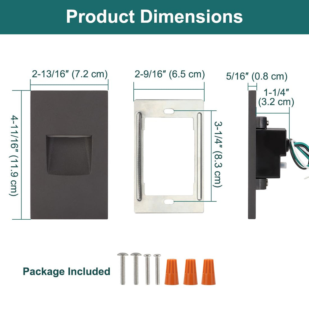 120V Vertical LED Step Lights, 3000K/4000K/5000K, 12-Pack