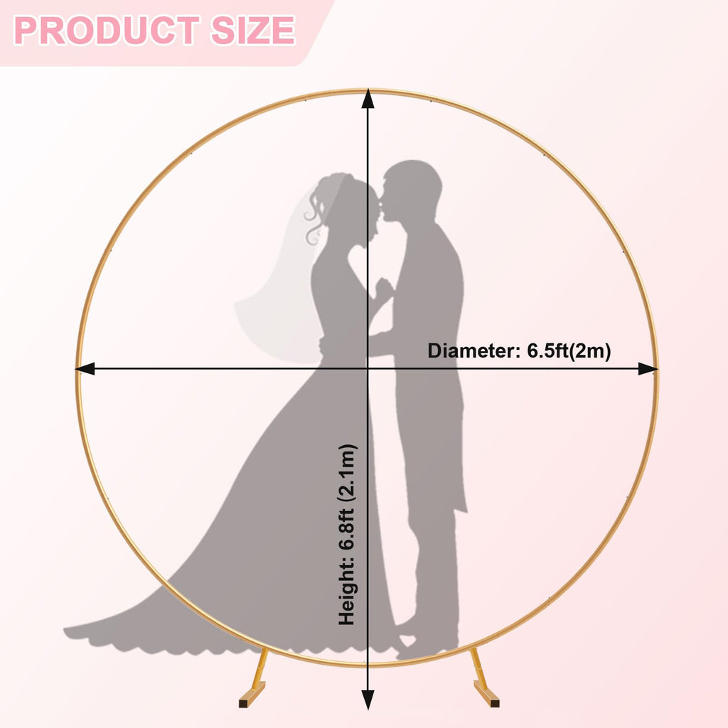 6.9ft Round Backdrop Stand Circle Arch Frame, Golden Metal Balloon Arch Stand Kit for Wedding Birthday, Balloon Ring