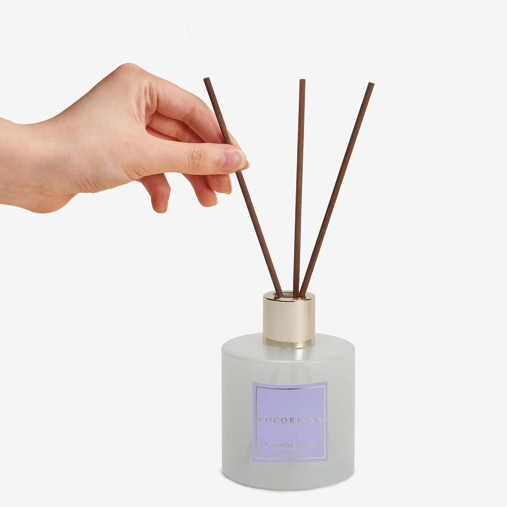 Premium Reed Diffuser Set with Preserved Baby's Breath & Cotton Stick Lavender Thyme | 6.76 Fl.oz Scent Diffuser - Set of 10