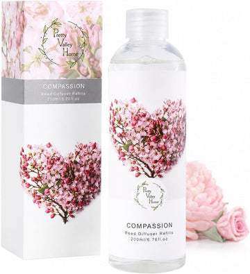 Reed Diffuser Refill, Peony & Rose Scented Oil 6.76 fl.oz / 200ml, Home Fragrance Decor