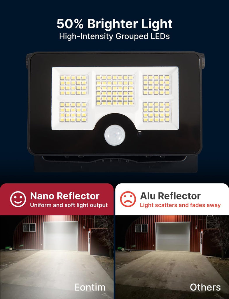 Solar Flood Light, 122 LEDs Bright Motion Sensor Outdoor Lights, Dusk-to-Dawn Solar Powered Security Light for Yard