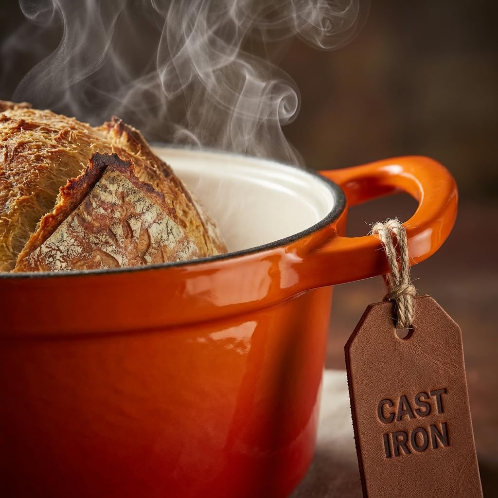 Double Dutch Oven for Bread Baking - Enamel Cast Iron Double Dutch Oven with Two 16.5cm Round Loaf Spaces, 500°F Heat
