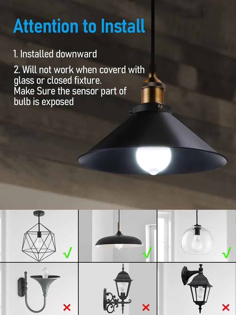 A19 Motion Sensor LED Light Bulb, 900LM, E26 6000K