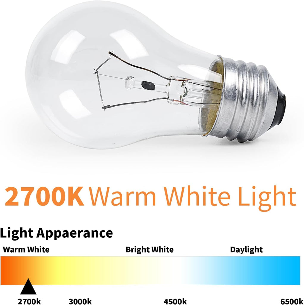 Oven Light Bulbs 40 Watts Appliance Bulb, E26 A15 120V High Heat Bulbs for Stove Hood, Refrigerator