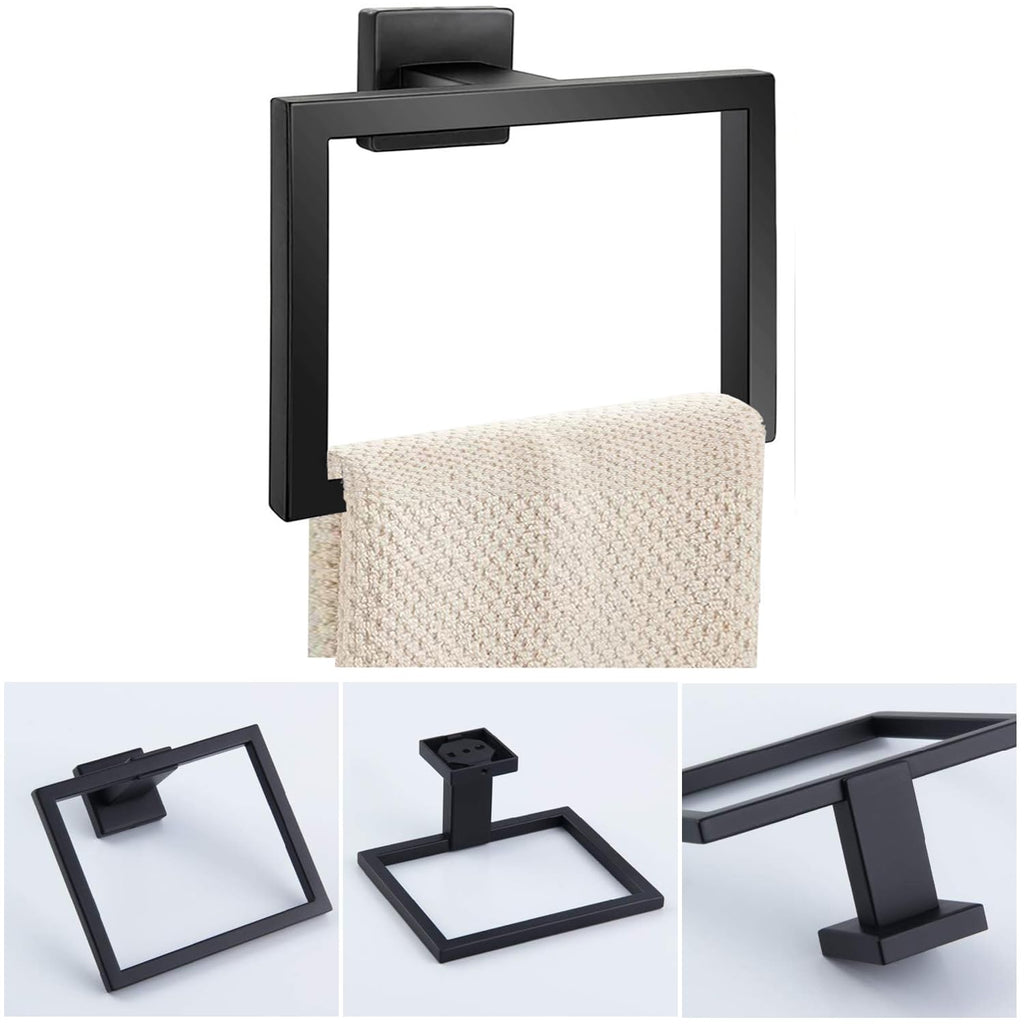 2-Piece Towel Ring - Hand Towel Holder - Matte Black