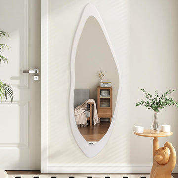 Irregular Full Length Mirror Wooden Asymmetrical Wall Mirrors Modern Large Dressing Room Living Room Entryway 47"x16"